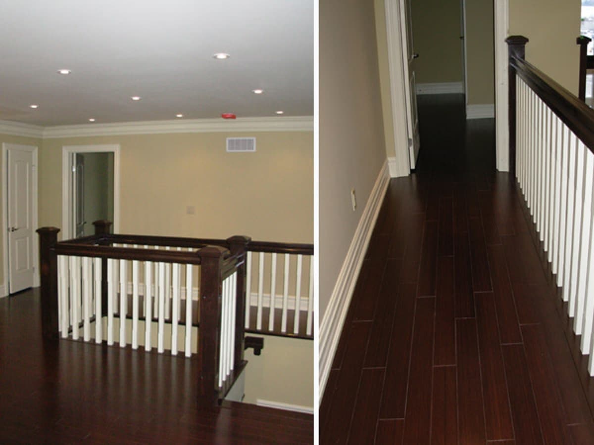 Interior renovation photo set with flooring and living spaces